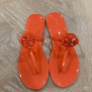 Tory Burch Orange Mini Miller Jelly Sandal, Thong Flip Flop Patent Leather Sz 6M